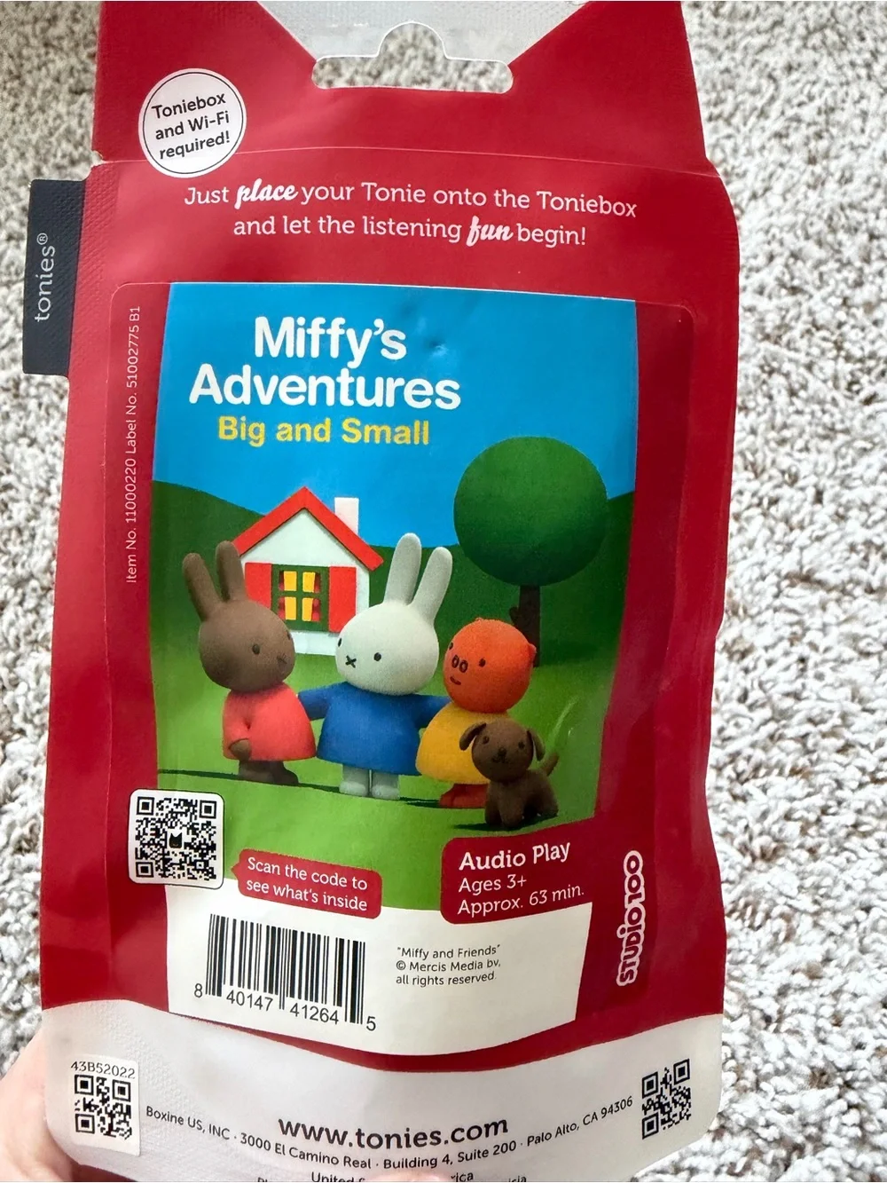 Tonies Miffy's Adventures Blue Miffy Audio Character for Toniebox